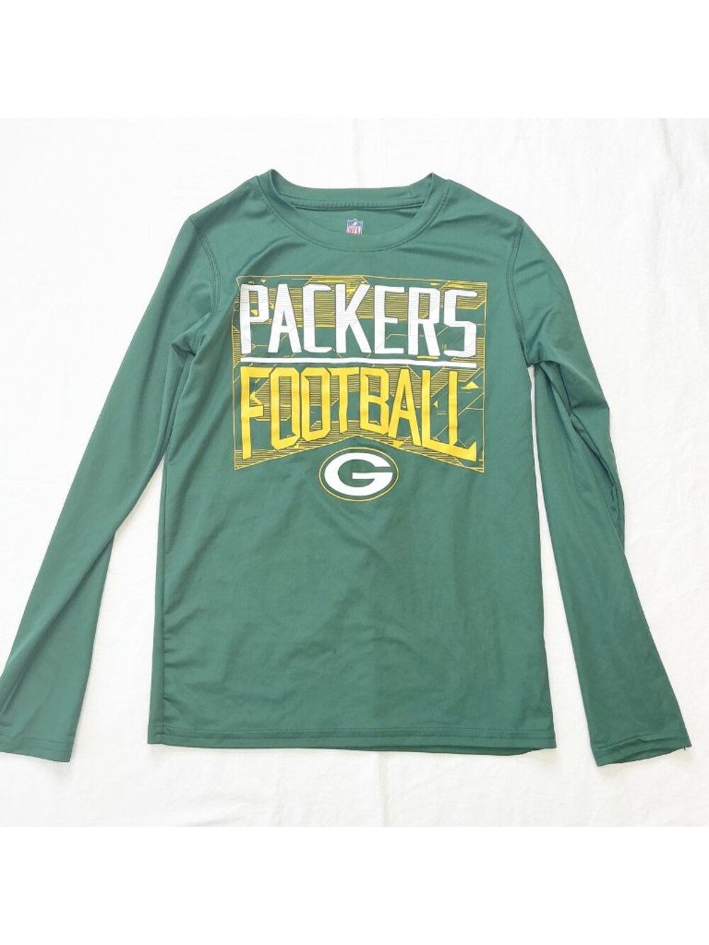 Green Bay Packers Long Sleeve NFL Shirt Kids size 8 Green/Yellow Performance